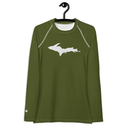 Michigan Upper Peninsula Rash Guard (w/ UP Outline) | Women's - Army Green