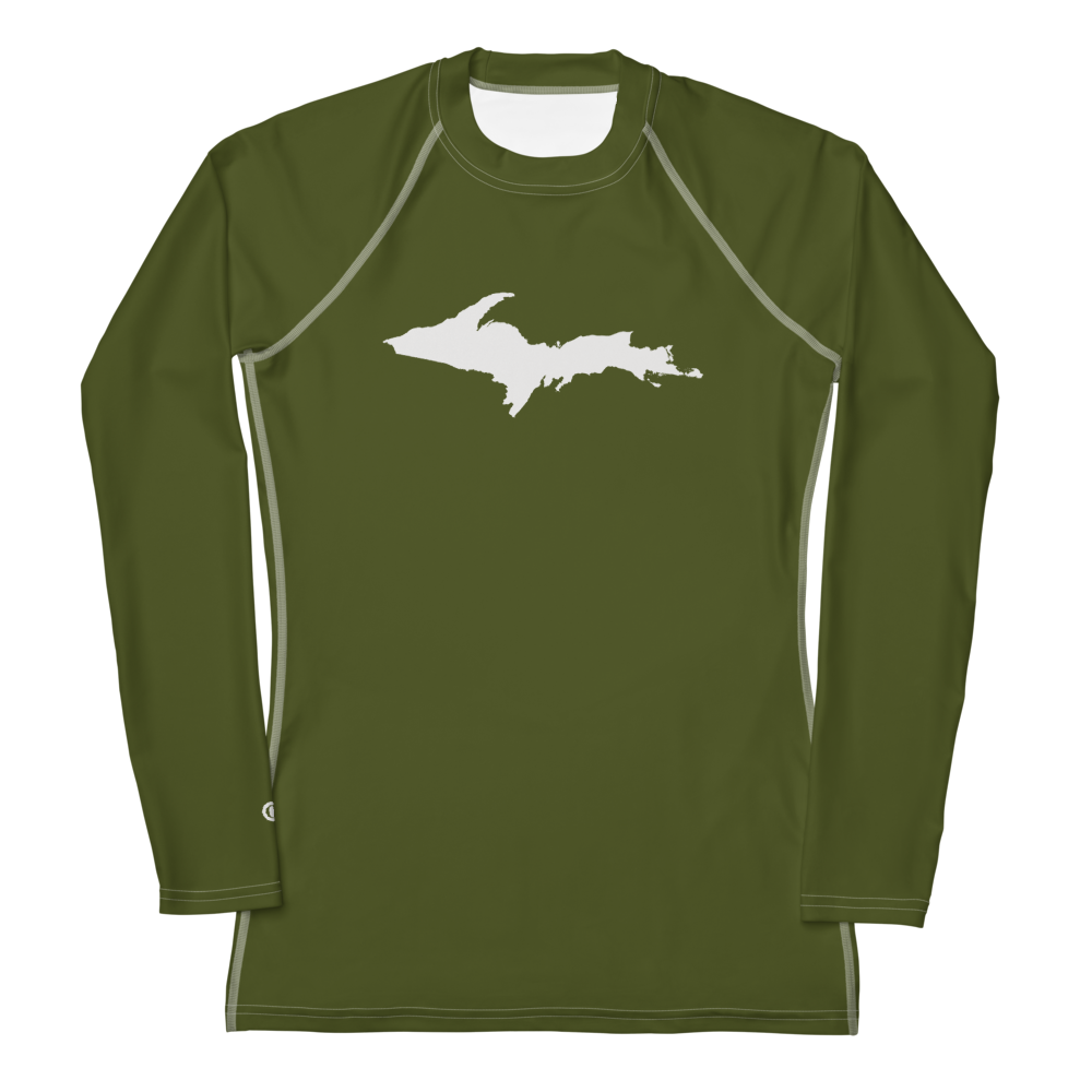 Michigan Upper Peninsula Rash Guard (w/ UP Outline) | Women's - Army Green