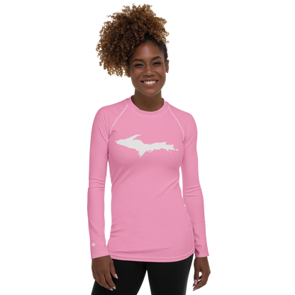 Michigan Upper Peninsula Rash Guard (w/ UP Outline) | Women's - '67 Caddie Pink