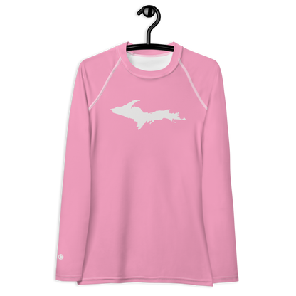 Michigan Upper Peninsula Rash Guard (w/ UP Outline) | Women's - '67 Caddie Pink