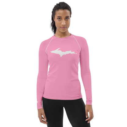 Michigan Upper Peninsula Rash Guard (w/ UP Outline) | Women's - '67 Caddie Pink