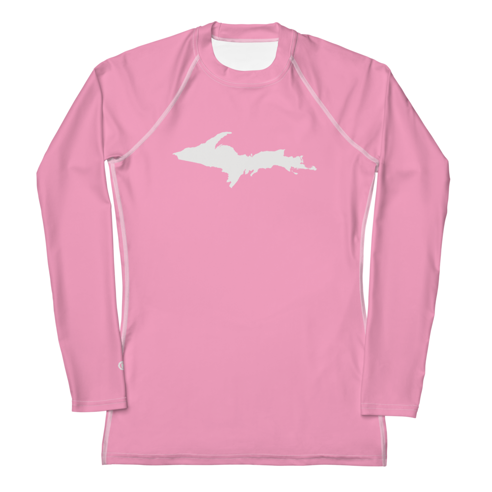 Michigan Upper Peninsula Rash Guard (w/ UP Outline) | Women's - '67 Caddie Pink