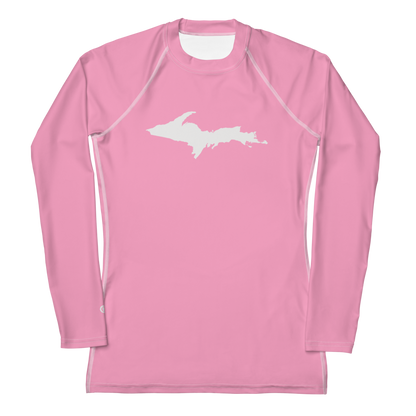 Michigan Upper Peninsula Rash Guard (w/ UP Outline) | Women's - '67 Caddie Pink