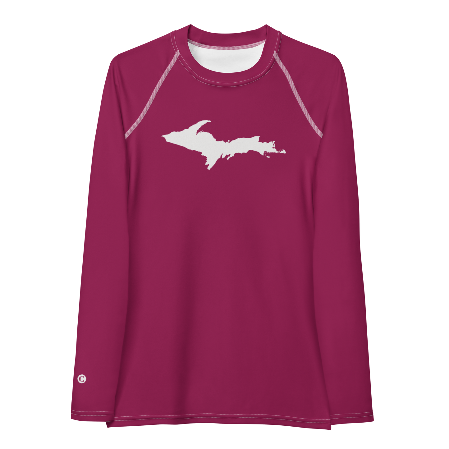 Michigan Upper Peninsula Rash Guard (w/ UP Outline) | Women's - Ruby Red