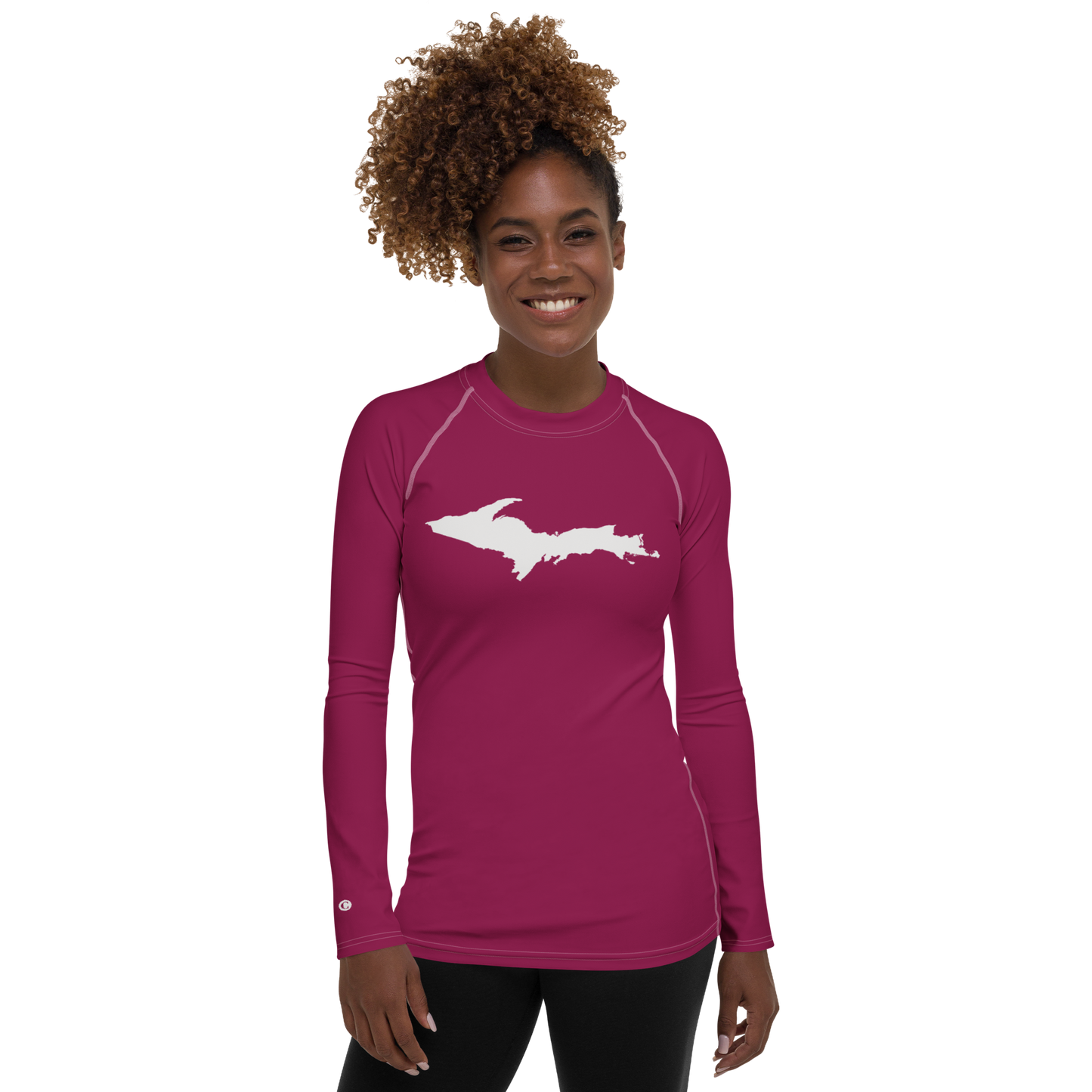 Michigan Upper Peninsula Rash Guard (w/ UP Outline) | Women's - Ruby Red