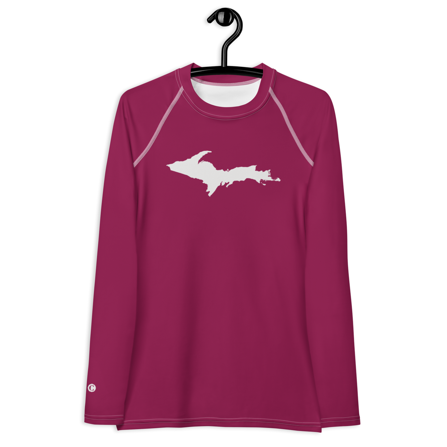 Michigan Upper Peninsula Rash Guard (w/ UP Outline) | Women's - Ruby Red