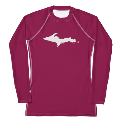 Michigan Upper Peninsula Rash Guard (w/ UP Outline) | Women's - Ruby Red