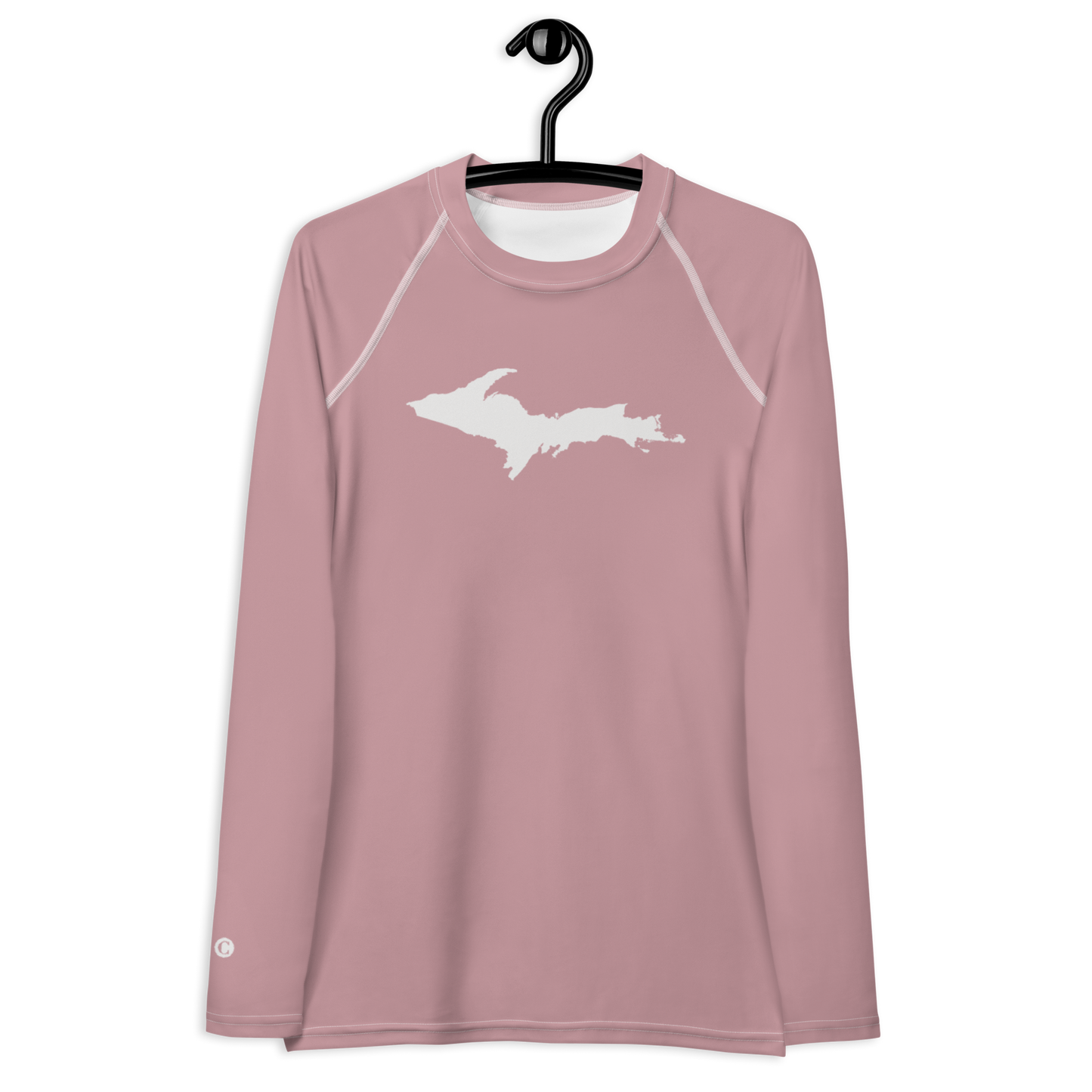 Michigan Upper Peninsula Rash Guard (w/ UP Outline) | Women's - Cherry Blossom Pink