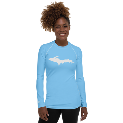 Michigan Upper Peninsula Rash Guard (w/ UP Outline) | Women's - DTW Blue