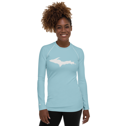 Michigan Upper Peninsula Rash Guard (w/ UP Outline) | Women's - '58 Caddie Blue