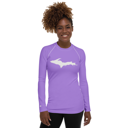 Michigan Upper Peninsula Rash Guard (w/ UP Outline) | Women's - Lavender