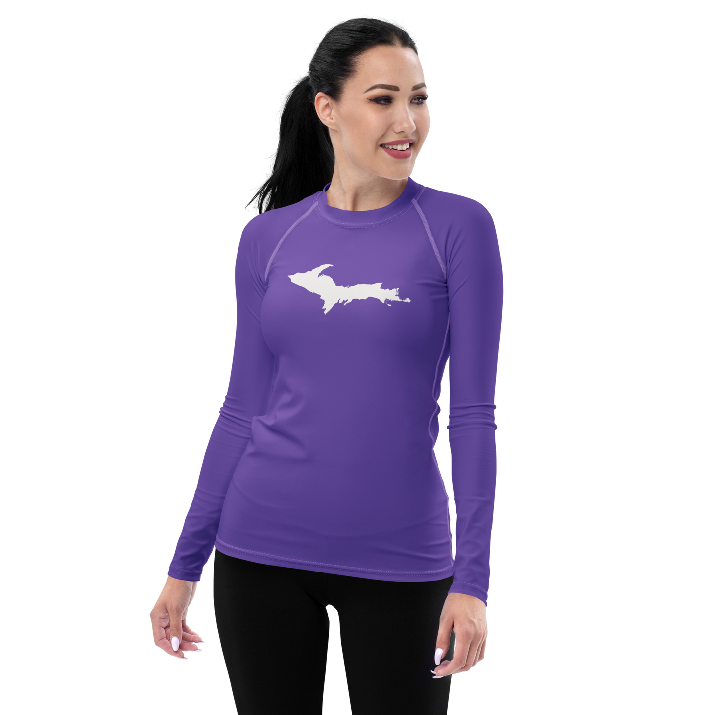 Michigan Upper Peninsula Rash Guard (w/ UP Outline) | Women's - Lake Iris