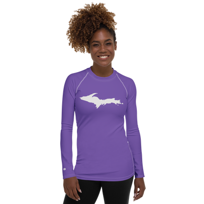 Michigan Upper Peninsula Rash Guard (w/ UP Outline) | Women's - Lake Iris