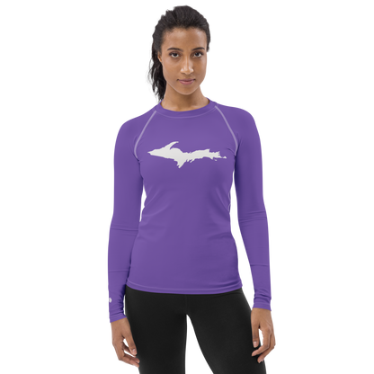 Michigan Upper Peninsula Rash Guard (w/ UP Outline) | Women's - Lake Iris