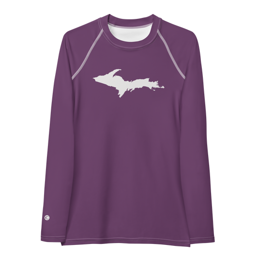 Michigan Upper Peninsula Rash Guard (w/ UP Outline) | Women's - Plum