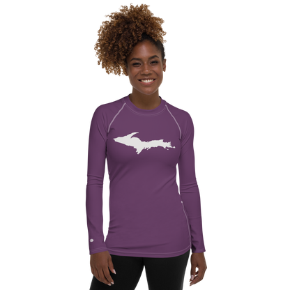 Michigan Upper Peninsula Rash Guard (w/ UP Outline) | Women's - Plum