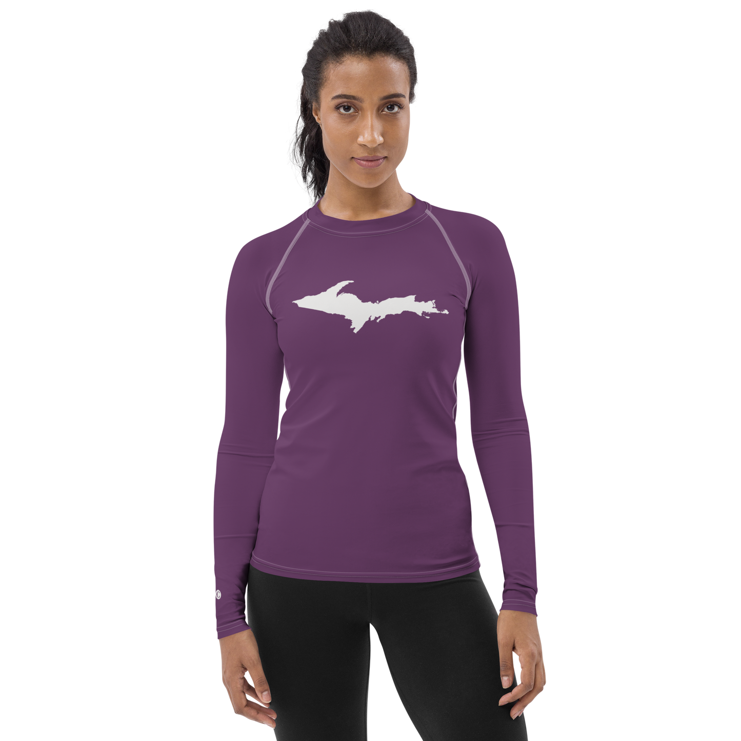 Michigan Upper Peninsula Rash Guard (w/ UP Outline) | Women's - Plum