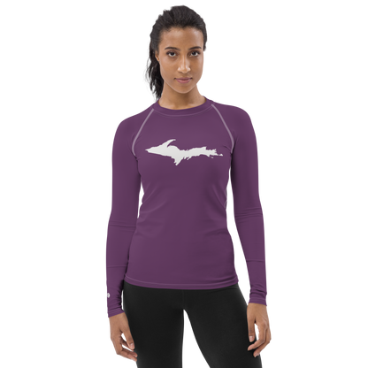 Michigan Upper Peninsula Rash Guard (w/ UP Outline) | Women's - Plum