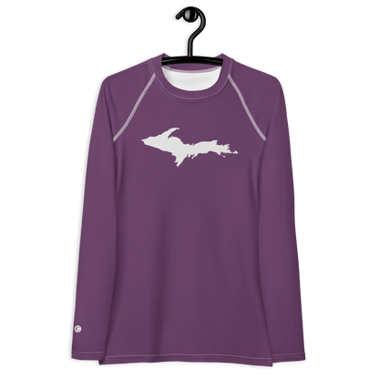 Michigan Upper Peninsula Rash Guard (w/ UP Outline) | Women's - Plum