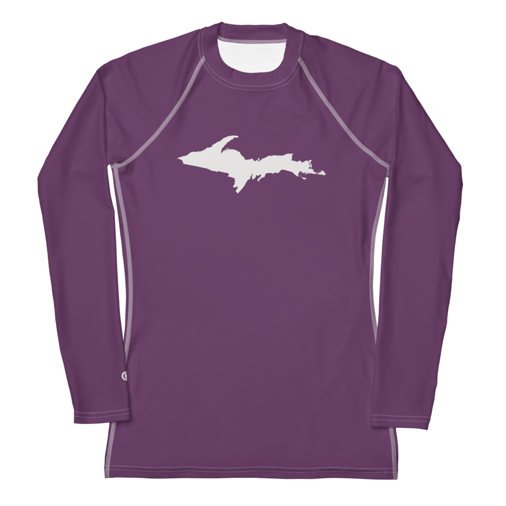 Michigan Upper Peninsula Rash Guard (w/ UP Outline) | Women's - Plum