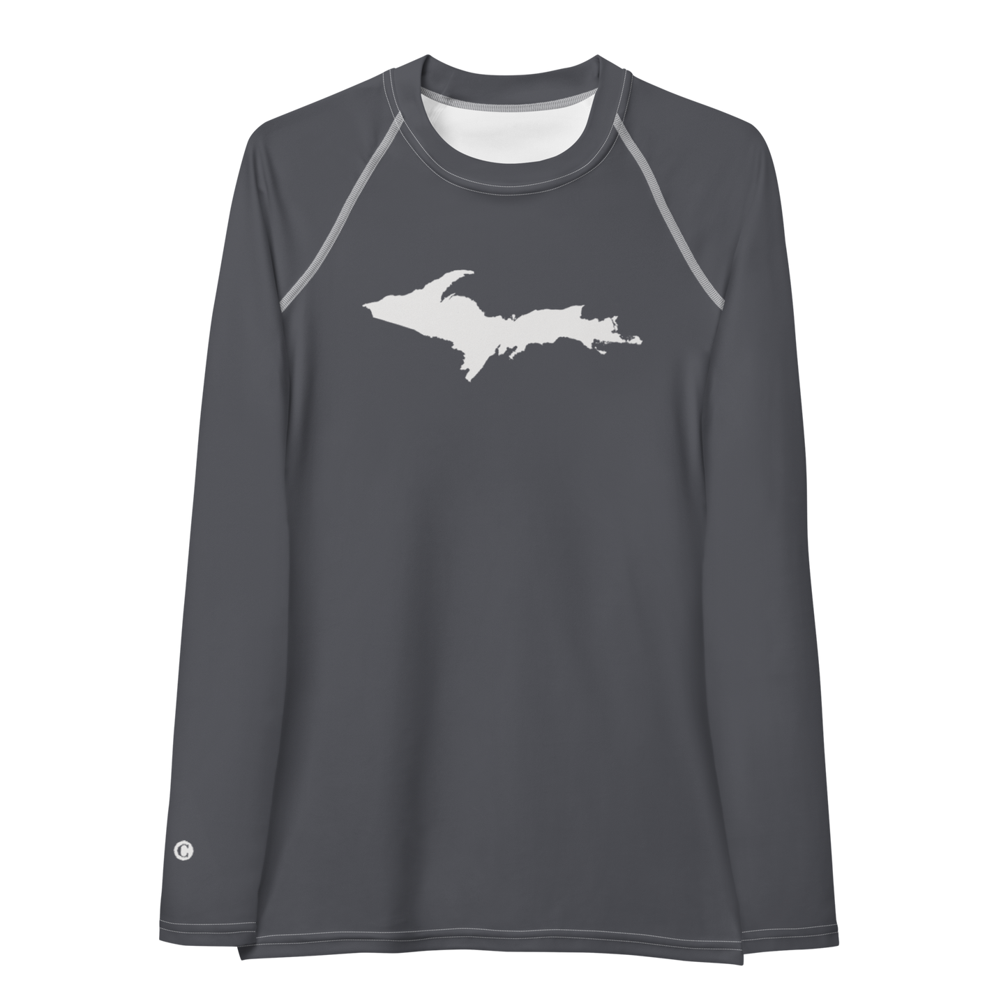 Michigan Upper Peninsula Rash Guard (w/ UP Outline) | Women's - Iron Ore Grey