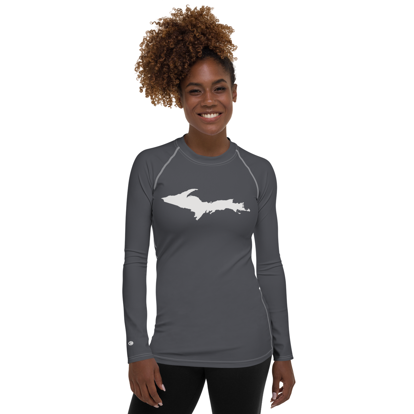 Michigan Upper Peninsula Rash Guard (w/ UP Outline) | Women's - Iron Ore Grey