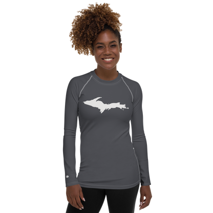 Michigan Upper Peninsula Rash Guard (w/ UP Outline) | Women's - Iron Ore Grey