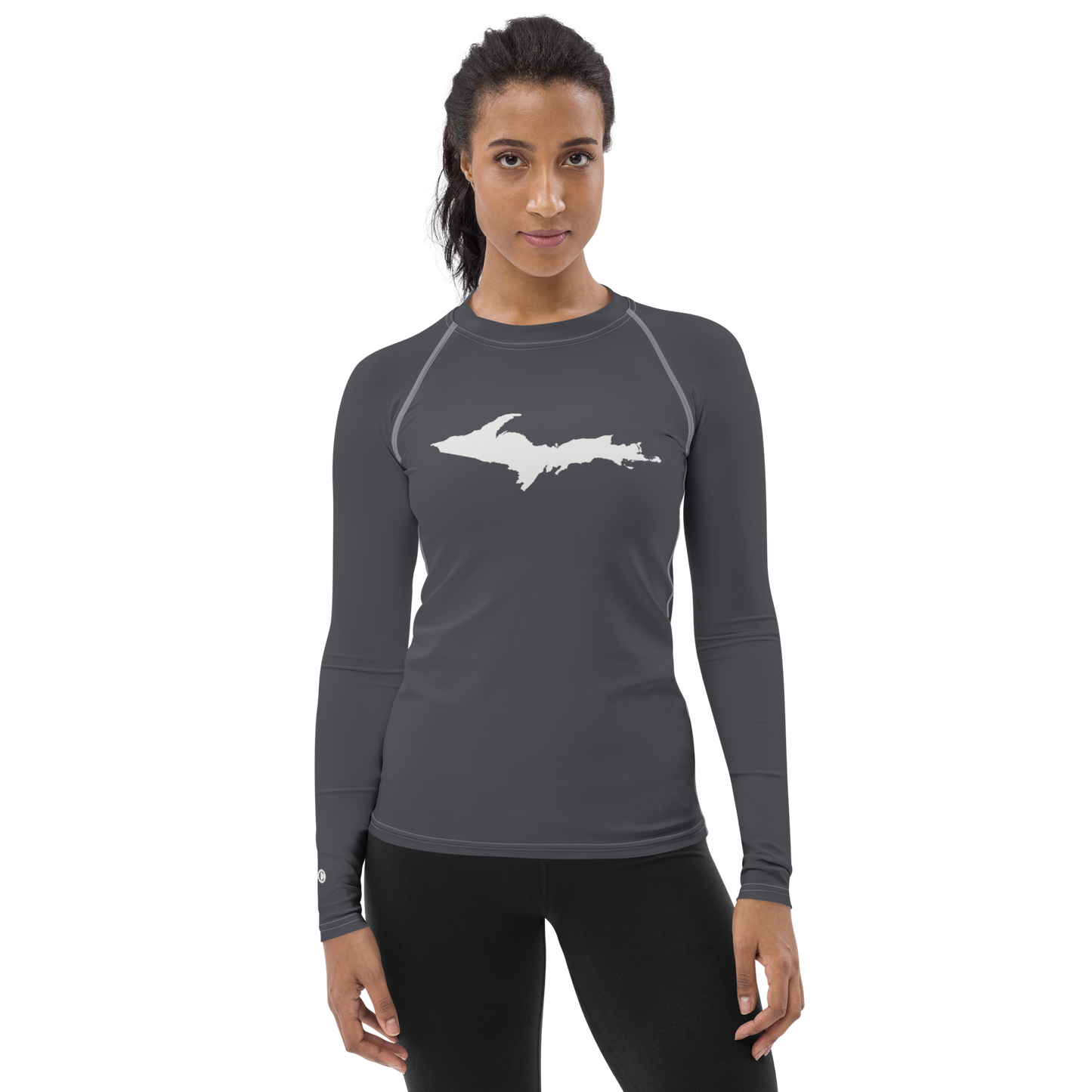 Michigan Upper Peninsula Rash Guard (w/ UP Outline) | Women's - Iron Ore Grey