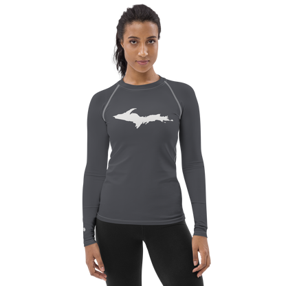 Michigan Upper Peninsula Rash Guard (w/ UP Outline) | Women's - Iron Ore Grey