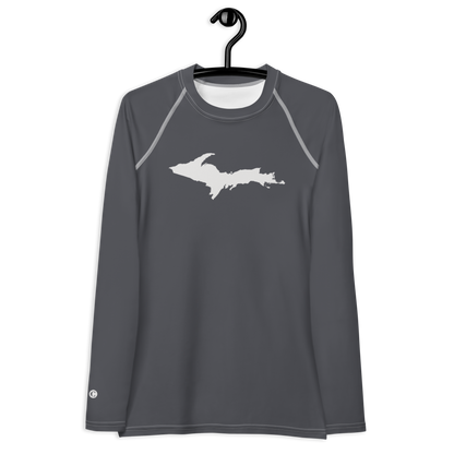 Michigan Upper Peninsula Rash Guard (w/ UP Outline) | Women's - Iron Ore Grey