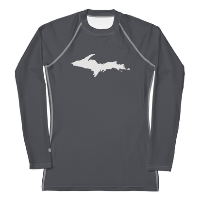 Michigan Upper Peninsula Rash Guard (w/ UP Outline) | Women's - Iron Ore Grey