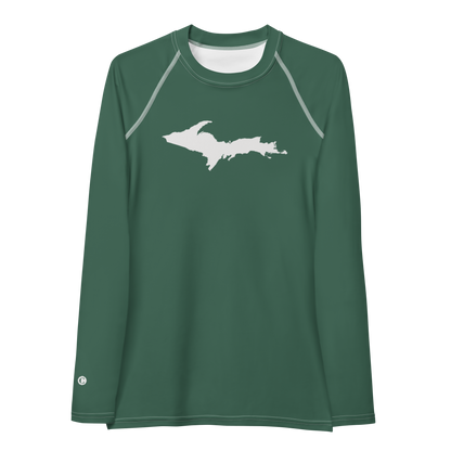 Michigan Upper Peninsula Rash Guard (w/ UP Outline) | Women's - Ginger Ale Green