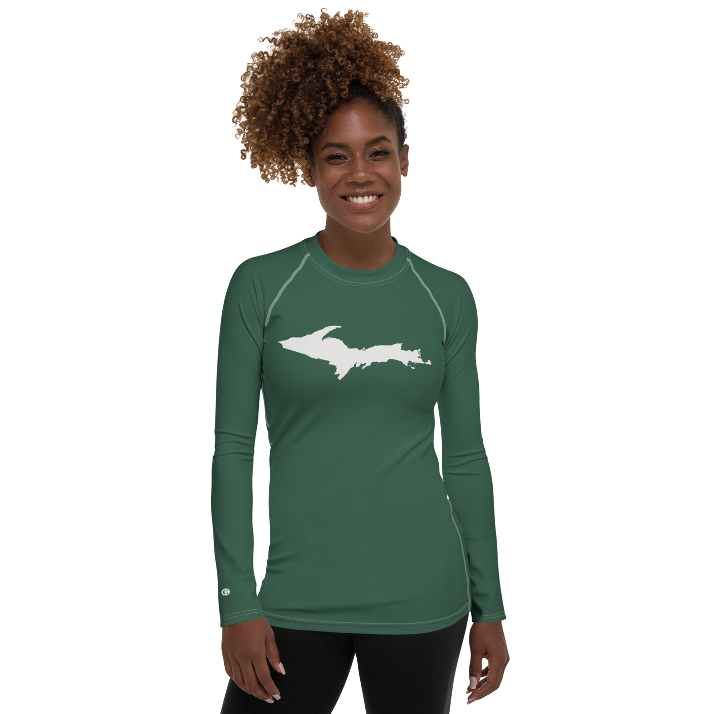 Michigan Upper Peninsula Rash Guard (w/ UP Outline) | Women's - Ginger Ale Green