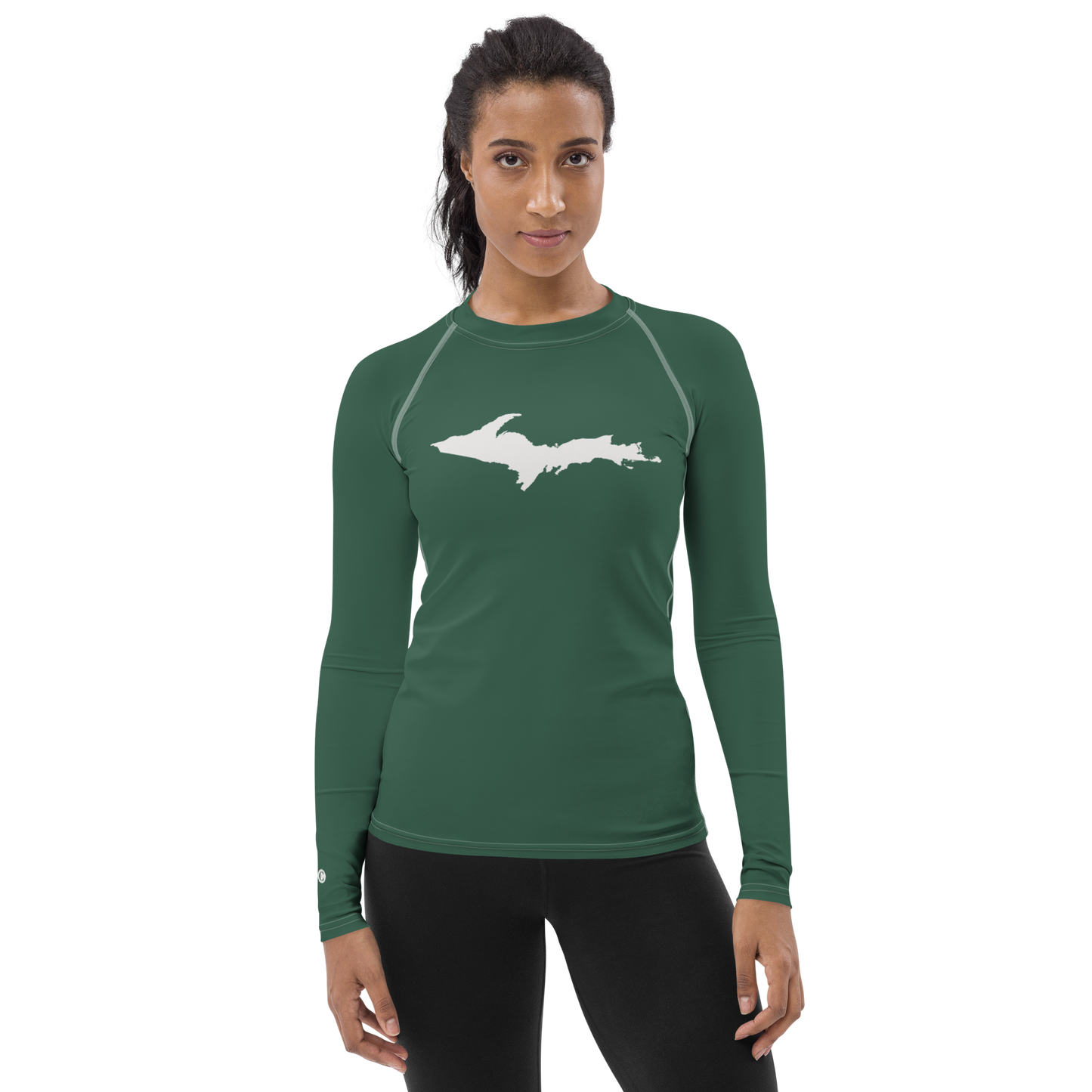 Michigan Upper Peninsula Rash Guard (w/ UP Outline) | Women's - Ginger Ale Green