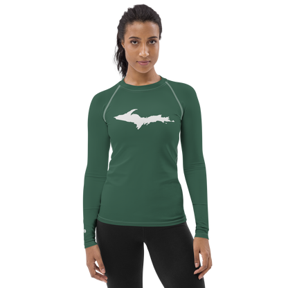 Michigan Upper Peninsula Rash Guard (w/ UP Outline) | Women's - Ginger Ale Green