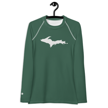 Michigan Upper Peninsula Rash Guard (w/ UP Outline) | Women's - Ginger Ale Green