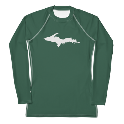 Michigan Upper Peninsula Rash Guard (w/ UP Outline) | Women's - Ginger Ale Green