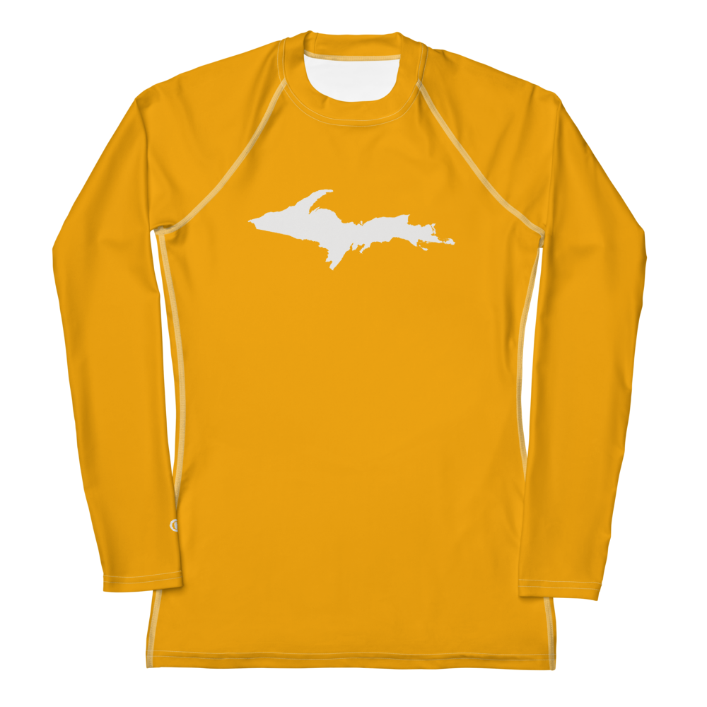 Michigan Upper Peninsula Rash Guard (w/ UP Outline) | Women's - Birch Leaf Orange