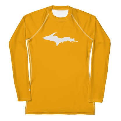 Michigan Upper Peninsula Rash Guard (w/ UP Outline) | Women's - Birch Leaf Orange