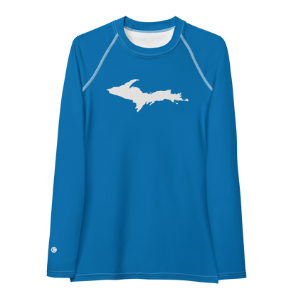 Michigan Upper Peninsula Rash Guard (w/ UP Outline) | Women's - Azure