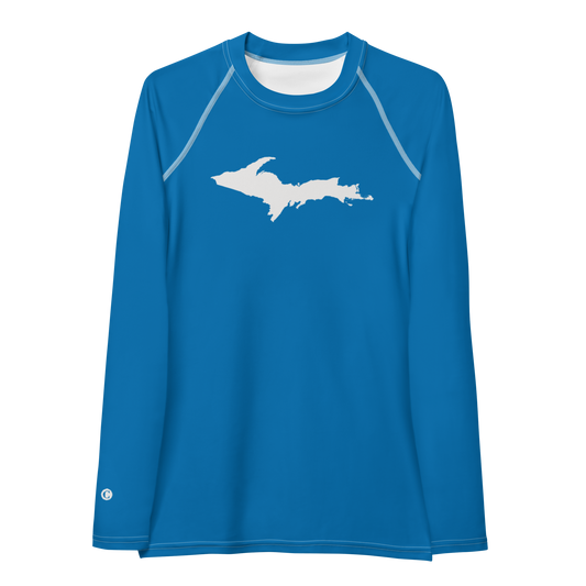 Michigan Upper Peninsula Rash Guard (w/ UP Outline) | Women's - Azure