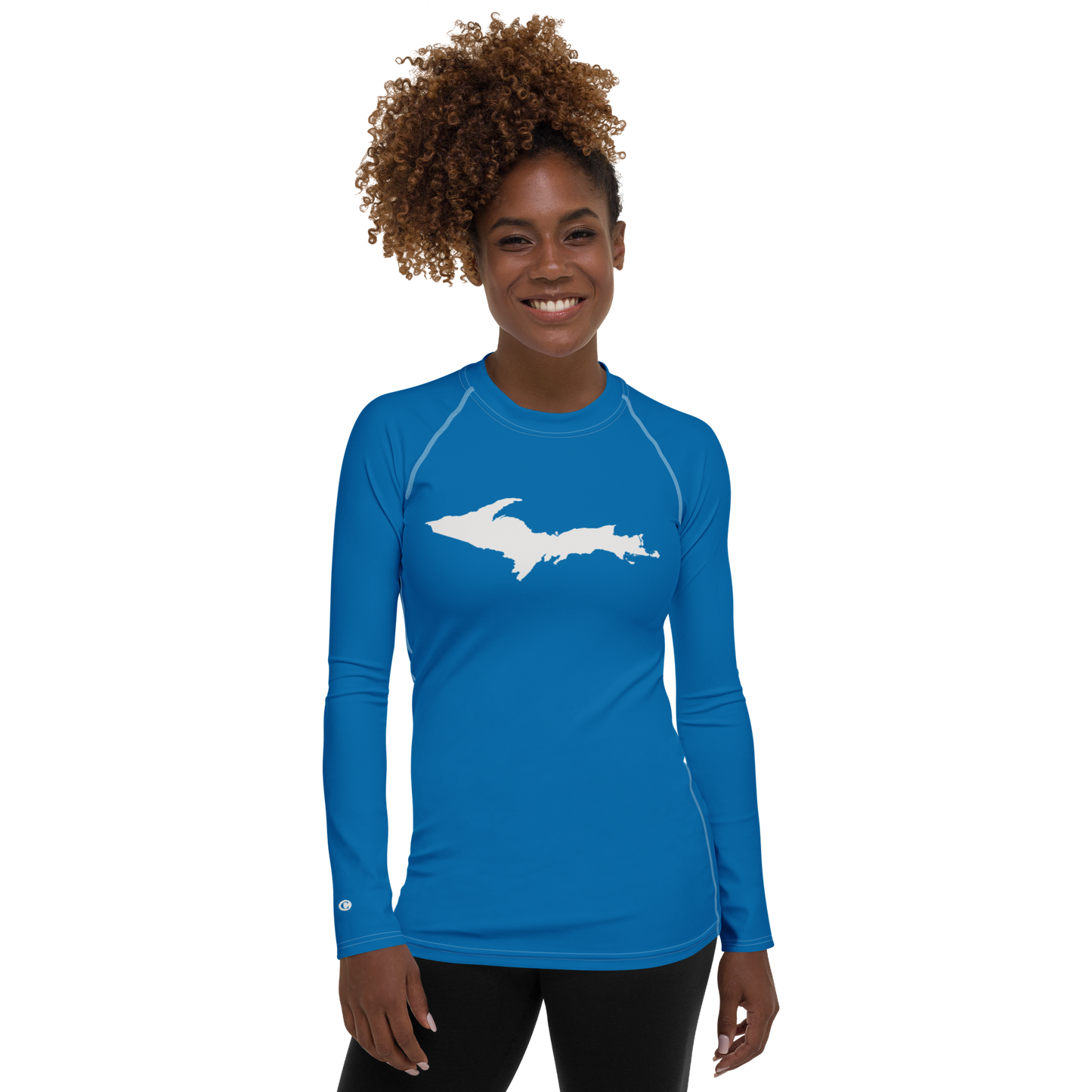 Michigan Upper Peninsula Rash Guard (w/ UP Outline) | Women's - Azure