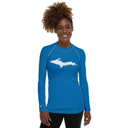 Michigan Upper Peninsula Rash Guard (w/ UP Outline) | Women's - Azure