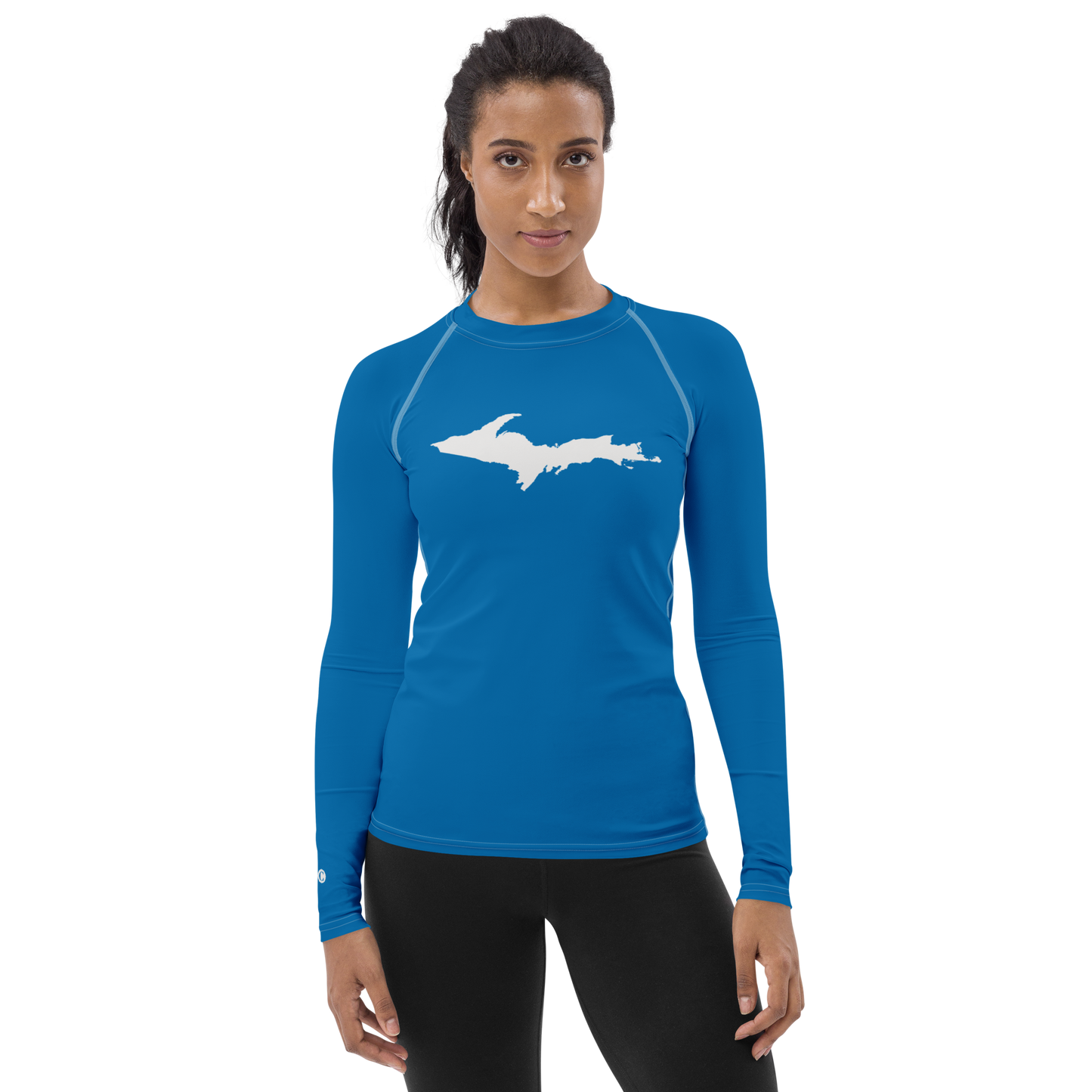 Michigan Upper Peninsula Rash Guard (w/ UP Outline) | Women's - Azure