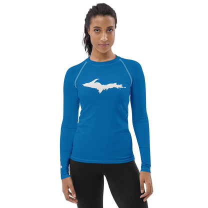 Michigan Upper Peninsula Rash Guard (w/ UP Outline) | Women's - Azure