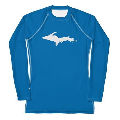 Michigan Upper Peninsula Rash Guard (w/ UP Outline) | Women's - Azure