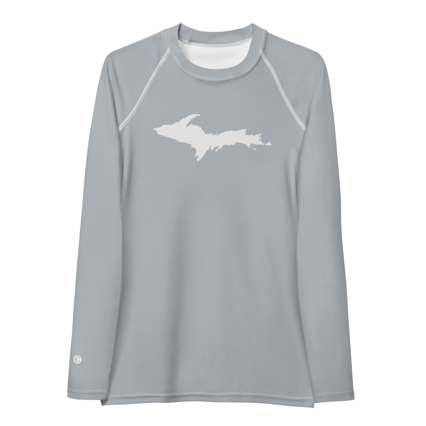 Michigan Upper Peninsula Rash Guard (w/ UP Outline) | Women's - Silver