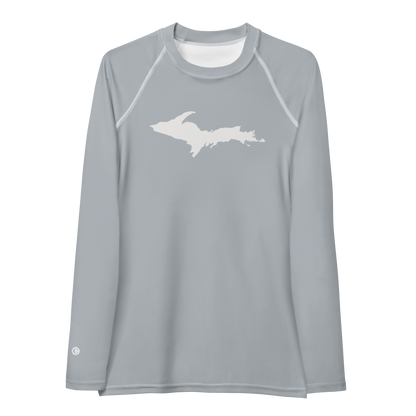 Michigan Upper Peninsula Rash Guard (w/ UP Outline) | Women's - Silver