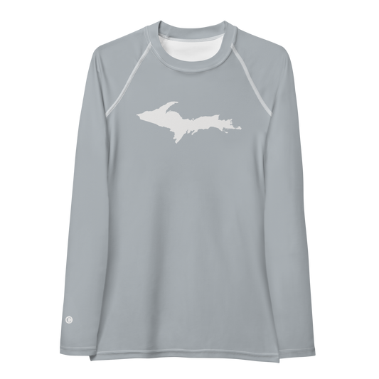 Michigan Upper Peninsula Rash Guard (w/ UP Outline) | Women's - Silver