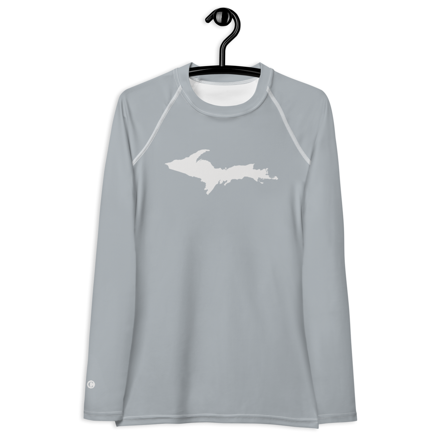 Michigan Upper Peninsula Rash Guard (w/ UP Outline) | Women's - Silver